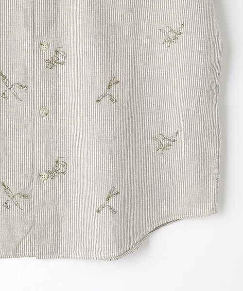 綿麻キャンバス刺繍 半袖シャツ【野菜】 （シャツ・ブラウス