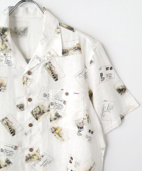 PAPAS / パパス シャツ・ブラウス | リネンプリントシャツ【POST CARD】 | 詳細2