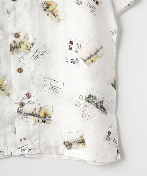 PAPAS / パパス シャツ・ブラウス | リネンプリントシャツ【POST CARD】 | 詳細3