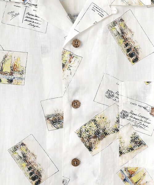 PAPAS / パパス シャツ・ブラウス | リネンプリントシャツ【POST CARD】 | 詳細4