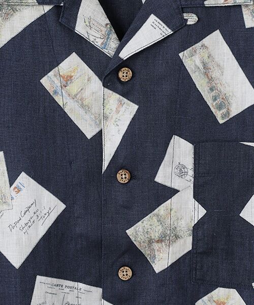 リネンプリントシャツ【POST CARD】 （シャツ・ブラウス