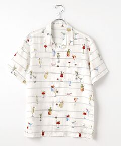 PAPAS / パパス シャツ・ブラウス | リネンプリント 半袖シャツ【COCKTAIL】