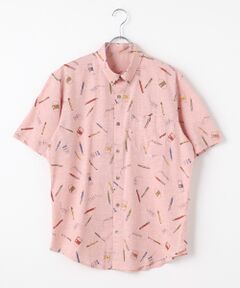 PAPAS / パパス シャツ・ブラウス | コットンシングルガーゼ プリントシャツ【STATIONERY】