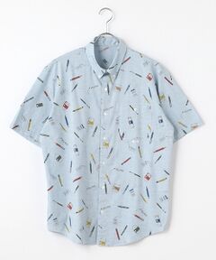 PAPAS / パパス シャツ・ブラウス | コットンシングルガーゼ プリントシャツ【STATIONERY】