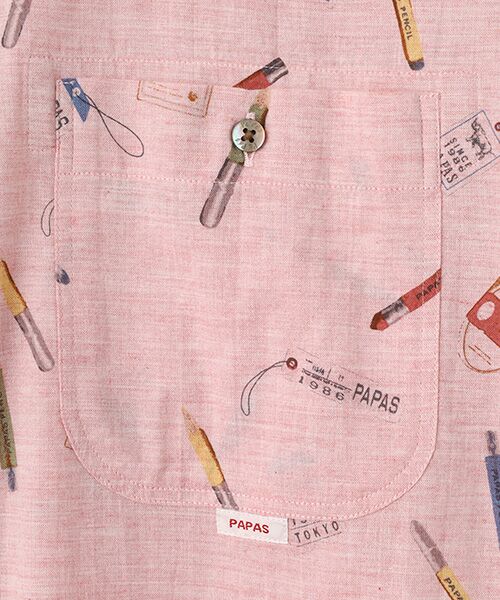 PAPAS / パパス シャツ・ブラウス | コットンシングルガーゼ プリントシャツ【STATIONERY】 | 詳細1