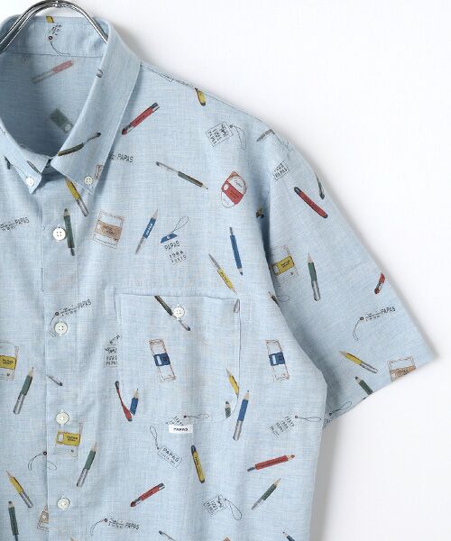 PAPAS / パパス シャツ・ブラウス | コットンシングルガーゼ プリントシャツ【STATIONERY】 | 詳細3