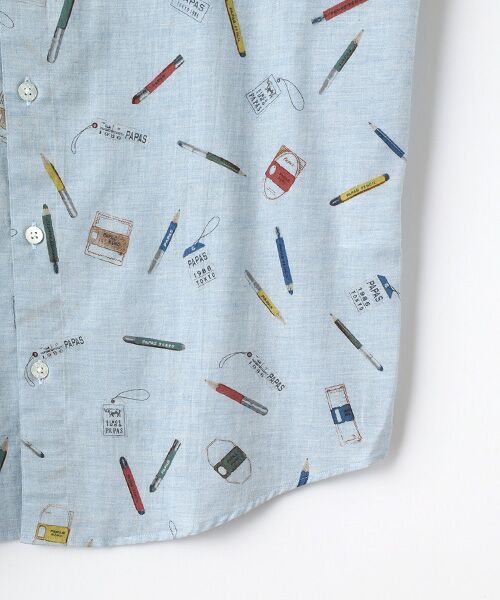PAPAS / パパス シャツ・ブラウス | コットンシングルガーゼ プリントシャツ【STATIONERY】 | 詳細4