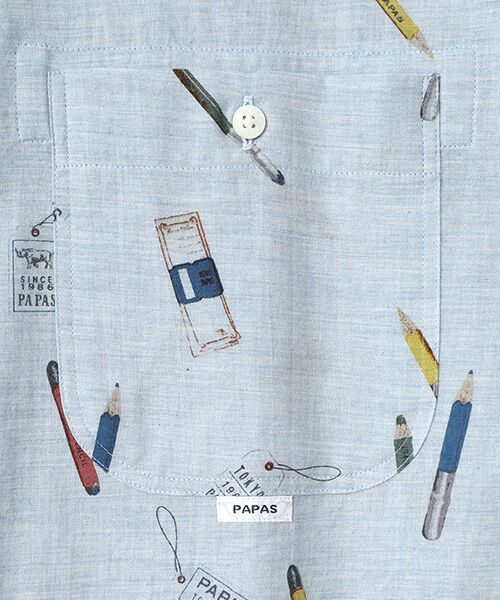 PAPAS / パパス シャツ・ブラウス | コットンシングルガーゼ プリントシャツ【STATIONERY】 | 詳細5