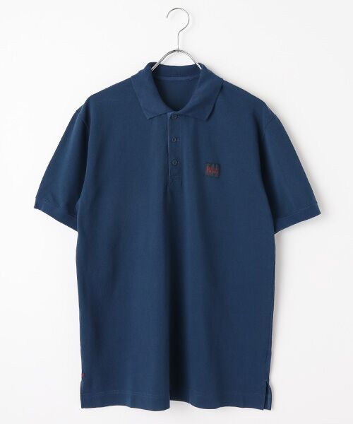 PAPAS/パパス ☆【WEB限定】ガス焼き鹿の子 モチーフプリントポロシャツ マリンブルー LL PAPAS/パパス ☆【WEB限定】ガス焼き鹿の子 モチーフプリントポロシャツ マリンブルー LL