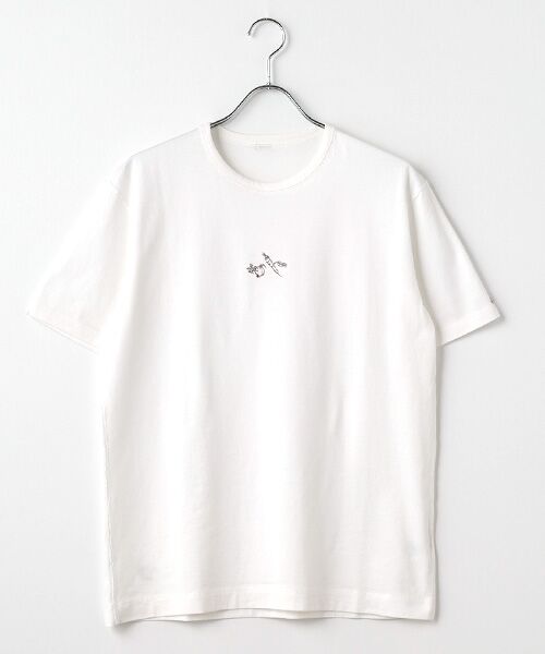 PAPAS/パパス 40/2ガス焼き天竺 刺繍Tシャツ【野菜】 オフシロ L PAPAS/パパス 40/2ガス焼き天竺 刺繍Tシャツ【野菜】 オフシロ L