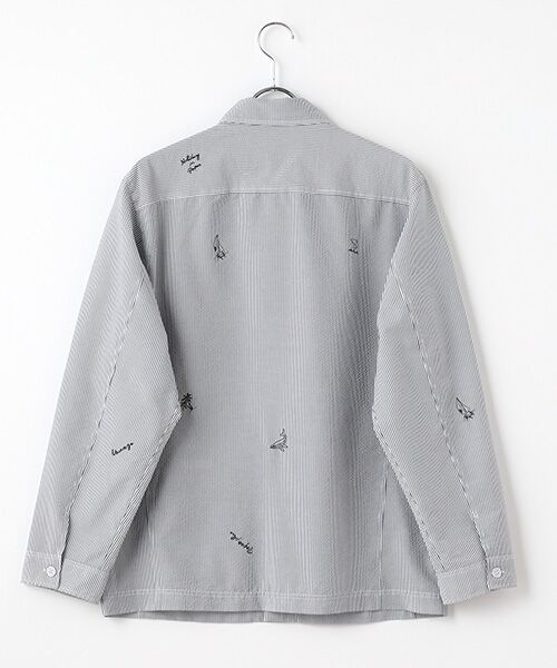 PAPAS / パパス ブルゾン | シアサッカー 飛び柄刺繍 シャツブルゾン | 詳細1