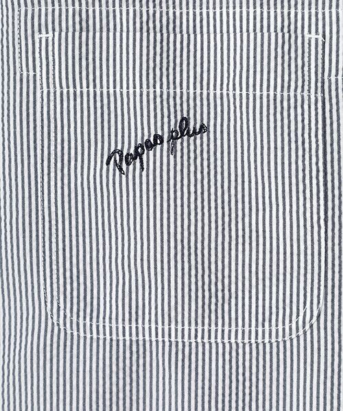 PAPAS / パパス ブルゾン | シアサッカー 飛び柄刺繍 シャツブルゾン | 詳細4