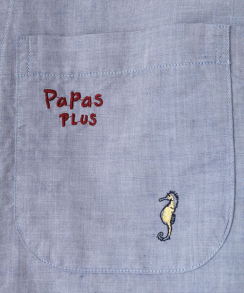 PAPAS / パパス シャツ・ブラウス | 綿麻スラブポプリンシャンブレー 刺繍シャツ | 詳細9