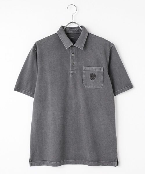 PAPAS / パパス カットソー | クールマックスエコメイド鹿の子 半袖カットソーシャツ（チャコールグレー）