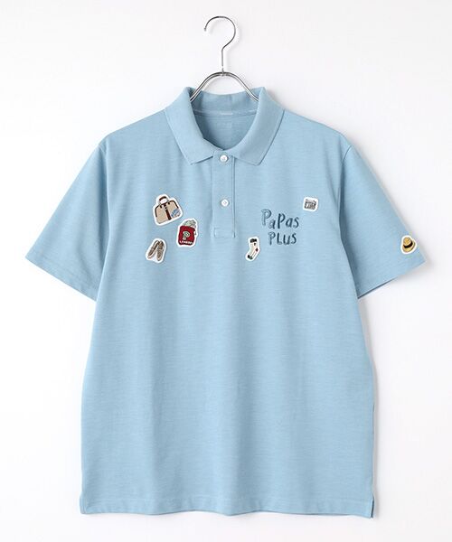 新品 Papas パパス ロゴワッペン 鹿の子 ポロシャツ M 半袖 未使用 WEB限定】PAPASワッペン&アップリケ鹿の子ポロシャツ【店頭受取