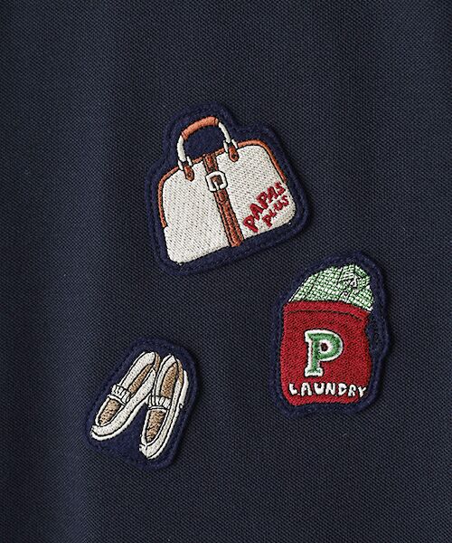 刺繍ロゴ ポロシャツパパスPapas コットンフロントワッペン鹿の子ポロシャツ 刺繍ロゴ ポロシャツパパスPapas コットンフロントワッペン