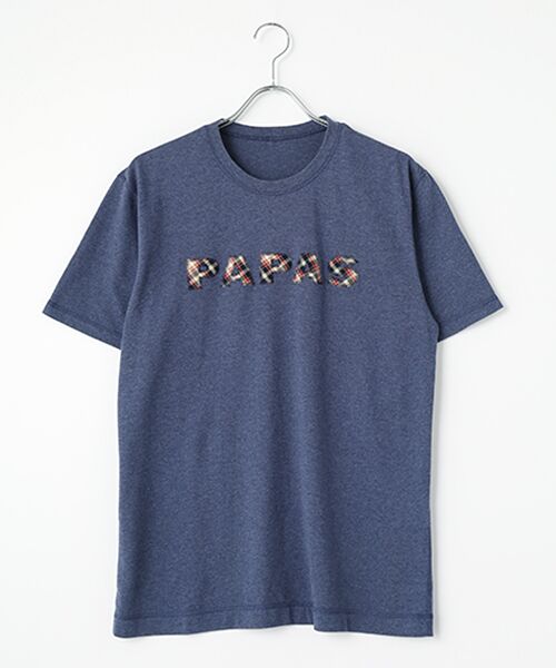 PAPAS/パパス 40/2グレースTOP天竺 アップリケTシャツ TOPネイビー M PAPAS/パパス 40/2グレースTOP天竺 アップリケTシャツ TOPネイビー M