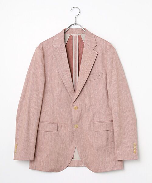 PAPAS / パパス テーラードジャケット | <OLIMPIAS>リネン/コットンストレッチジャケット（アカ系）