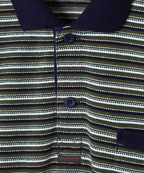 PAPAS / パパス ポロシャツ | モンサンミッシェル爽鹿の子 マルチボーダーポロシャツ | 詳細1