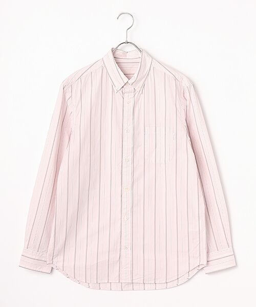 PAPAS / パパス シャツ・ブラウス | 60/1タイプライター ストライプシャツ（ピンク系ストライプ）