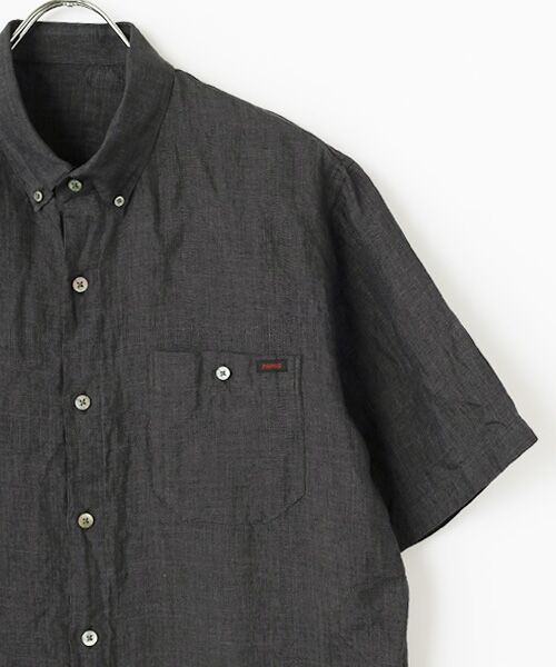 美品.4万円) papas パパス 長袖シャツ 麻100％【リネンシャンブレー リネンシャンブレー 反応&中白染めシャツ（MEN新着・Papas・MEN