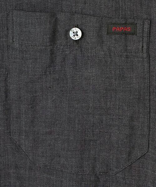 美品.4万円) papas パパス 長袖シャツ 麻100％【リネンシャンブレー 美品.4万円) papas パパス 長袖シャツ 麻100％【リネン