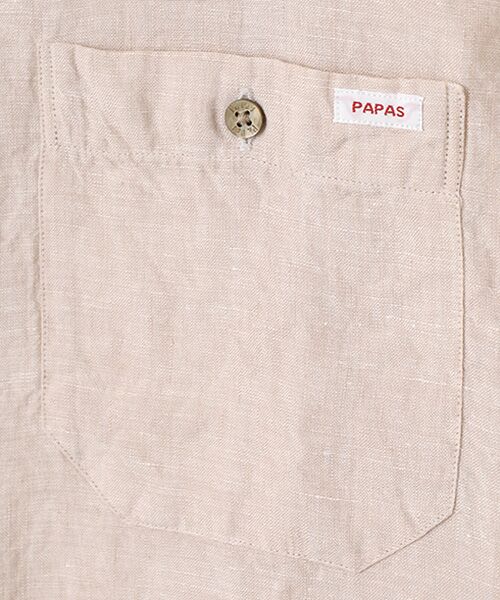 美品.4万円) papas パパス 長袖シャツ 麻100％【リネンシャンブレー 美品.4万円) papas パパス 長袖シャツ 麻100％【リネンシャンブレー