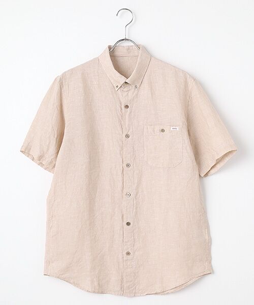 美品.4万円) papas パパス 長袖シャツ 麻100％【リネンシャンブレー Mademoiselle Non Non『リネンシャンブレー サファリシャツ