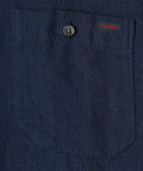 美品.4万円) papas パパス 長袖シャツ 麻100％【リネンシャンブレー 美品.4万円) papas パパス 長袖シャツ 麻100％【リネン