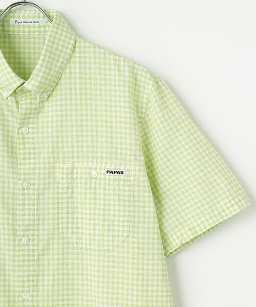 PAPAS / パパス シャツ・ブラウス | 綿麻平織ギンガムチェック 半袖シャツ | 詳細4