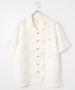 PAPAS / パパス シャツ・ブラウス | フレンチリネン HAWAIIAN BEAR 刺繍シャツ