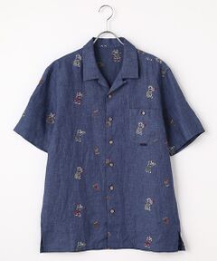 PAPAS / パパス シャツ・ブラウス | フレンチリネン HAWAIIAN BEAR 刺繍シャツ