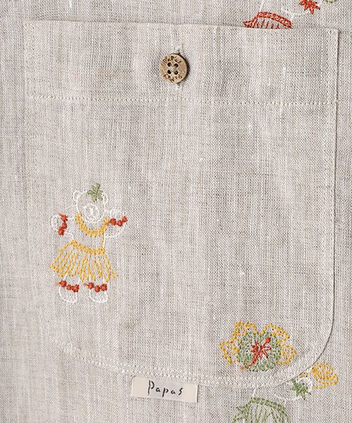 PAPAS / パパス シャツ・ブラウス | フレンチリネン HAWAIIAN BEAR 刺繍シャツ | 詳細2