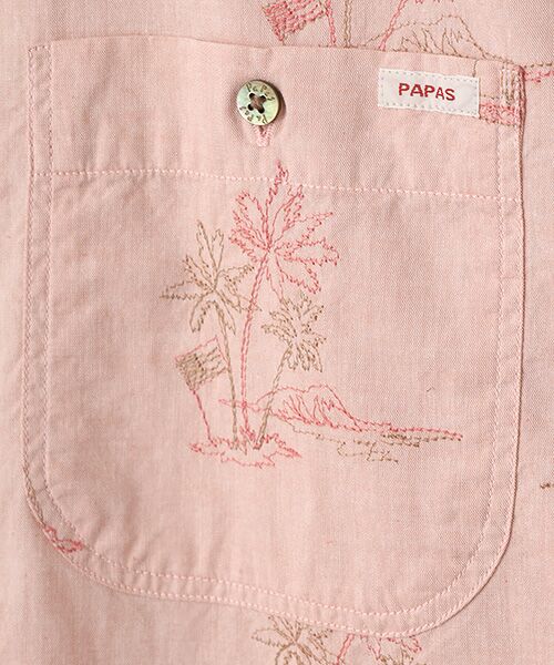 PAPAS / パパス シャツ・ブラウス | コーマシャンブレー ヤシ&YACHT 刺繍シャツ | 詳細2