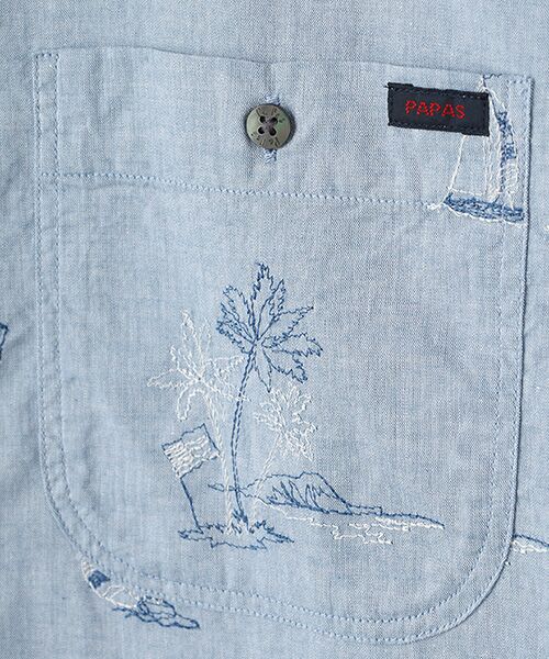 美品.4万円) papas パパス 長袖シャツ 麻100％【リネンシャンブレー 美品.4万円) papas パパス 長袖シャツ 麻100％【リネン