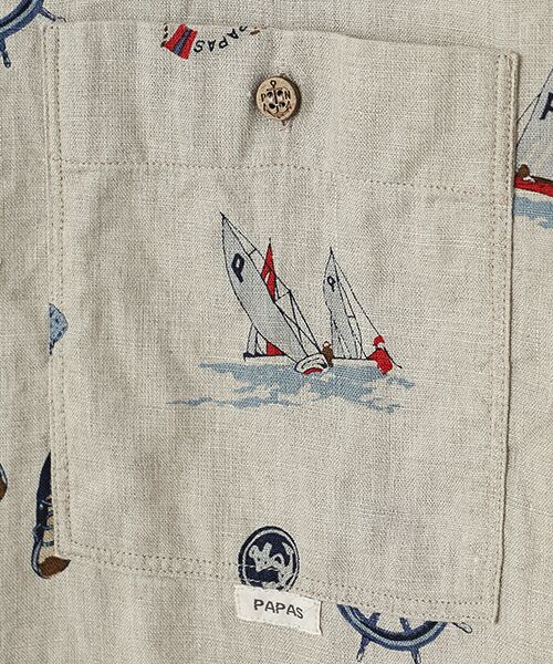 PAPAS / パパス シャツ・ブラウス | リネンプリント MARINE柄 半袖シャツ | 詳細5