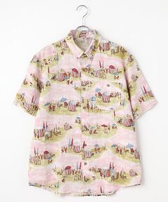 PAPAS / パパス シャツ・ブラウス | リネンプリント ドービルビーチ 半袖シャツ