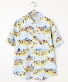 PAPAS / パパス シャツ・ブラウス | リネンプリント ドービルビーチ 半袖シャツ