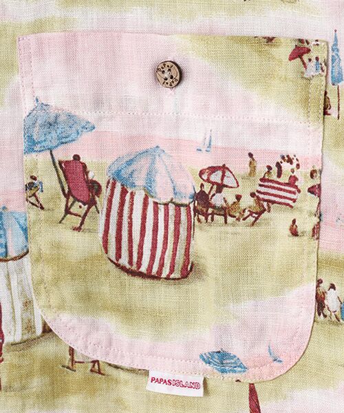 PAPAS / パパス シャツ・ブラウス | リネンプリント ドービルビーチ 半袖シャツ | 詳細1