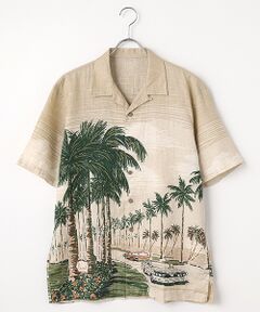 PAPAS / パパス シャツ・ブラウス | リネンプリント SUMMER DRIVE 半袖シャツ