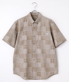 PAPAS / パパス シャツ・ブラウス | コットンダンガリー パッチワークジャガードシャツ