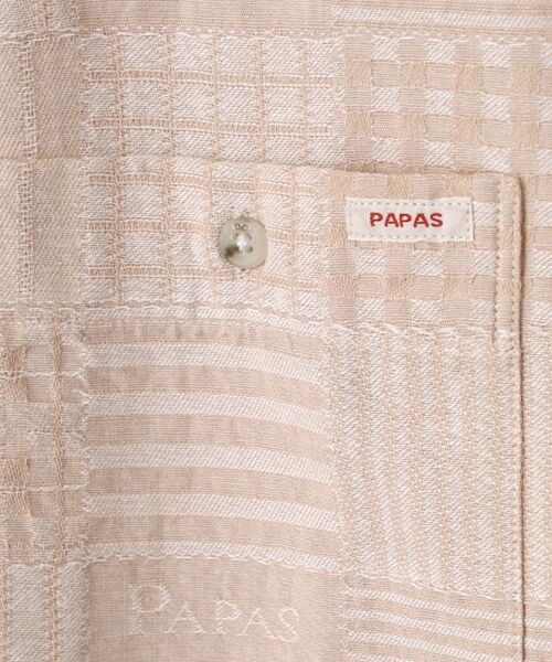PAPAS / パパス シャツ・ブラウス | コットンダンガリー パッチワークジャガードシャツ | 詳細1