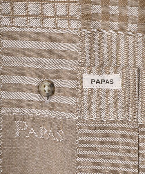 PAPAS / パパス シャツ・ブラウス | コットンダンガリー パッチワークジャガードシャツ | 詳細7