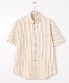 PAPAS / パパス シャツ・ブラウス | コットンドビーサッカーストライプ 半袖シャツ