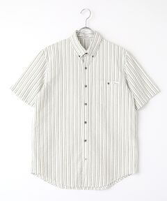 PAPAS / パパス シャツ・ブラウス | コットンドビーサッカーストライプ 半袖シャツ