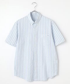 PAPAS / パパス シャツ・ブラウス | コットンドビーサッカーストライプ 半袖シャツ