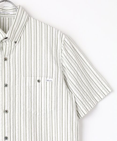 PAPAS / パパス シャツ・ブラウス | コットンドビーサッカーストライプ 半袖シャツ | 詳細3