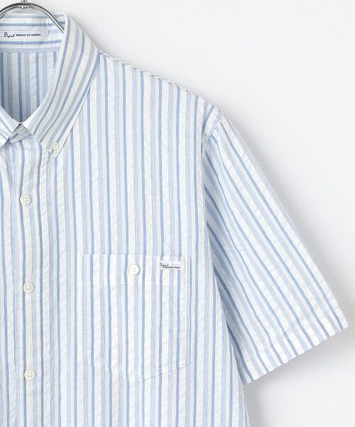 PAPAS / パパス シャツ・ブラウス | コットンドビーサッカーストライプ 半袖シャツ | 詳細7