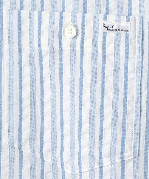 PAPAS / パパス シャツ・ブラウス | コットンドビーサッカーストライプ 半袖シャツ | 詳細9