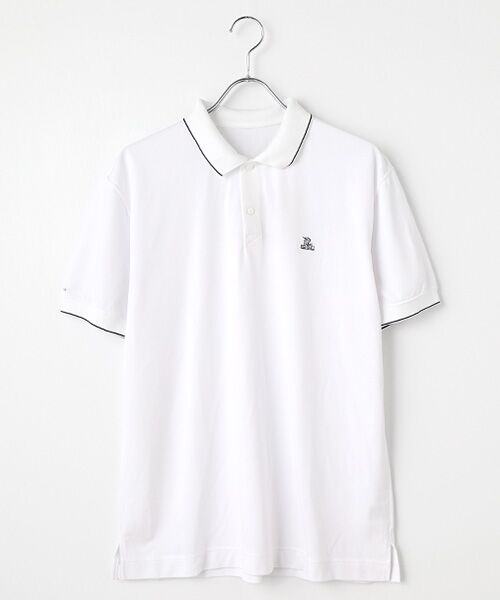 PAPAS/パパス ドライマスター鹿の子 カジキ刺繍 半袖ポロシャツ シロ L